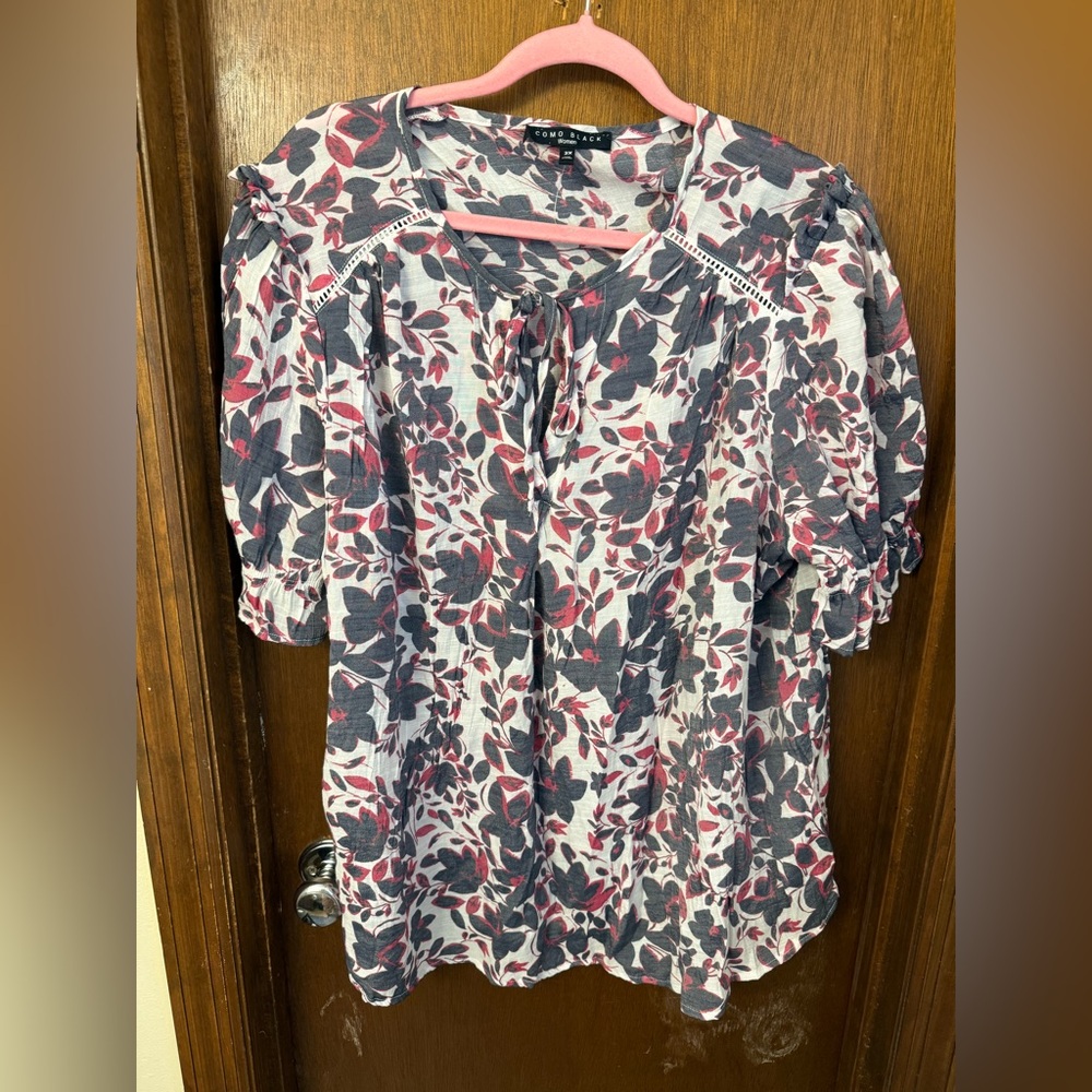 Comp Black Woman Floral Print Women's Top Size 2X